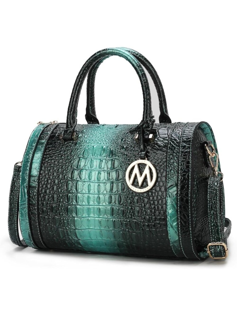 Crocodile Embossed Vegan Leather Satchel Bag, Stylish Crossbody Handbag for